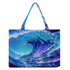 Tsunami Tidal Wave Ocean Waves Sea Nature Water 2 Zipper Medium Tote Bag by Jancukart