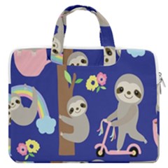 Hand-drawn-cute-sloth-pattern-background Macbook Pro 13  Double Pocket Laptop Bag by Salman4z