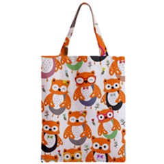 Cute-colorful-owl-cartoon-seamless-pattern Zipper Classic Tote Bag by Salman4z