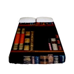 Assorted Title Of Books Piled In The Shelves Assorted Book Lot Inside The Wooden Shelf Fitted Sheet (full/ Double Size) by 99art