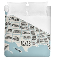 Black White Usa Map States Duvet Cover (queen Size) by B30l