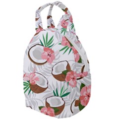 Seamless Pattern Coconut Piece Palm Leaves With Pink Hibiscus Travel Backpack by Vaneshart