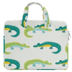 Cute-cartoon-alligator-kids-seamless-pattern-with-green-nahd-drawn-crocodiles Macbook Pro 13  Double Pocket Laptop Bag by uniart180623