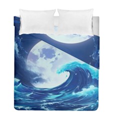 Waves Ocean Sea Tsunami Nautical Blue Duvet Cover Double Side (full/ Double Size) by uniart180623