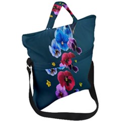 Falling Flowers, Art, Coffee Cup, Colorful, Creative, Cup Fold Over Handle Tote Bag by nateshop