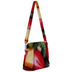 Fruits, Food, Green, Red, Strawberry, Yellow Zipper Messenger Bag by nateshop