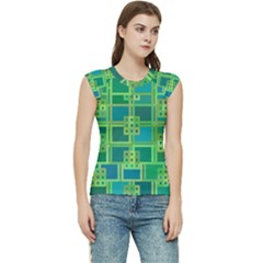 Green-abstract-geometric Women s Raglan Cap Sleeve T-shirt by Ket1n9