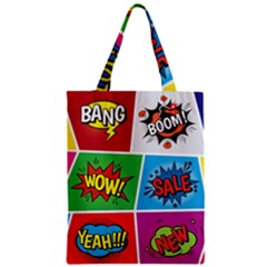 Pop Art Comic Vector Speech Cartoon Bubbles Popart Style With Humor Text Boom Bang Bubbling Expressi Zipper Classic Tote Bag by Amaryn4rt