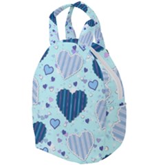 Hearts Pattern Paper Wallpaper Blue Background Travel Backpack by Pakjumat