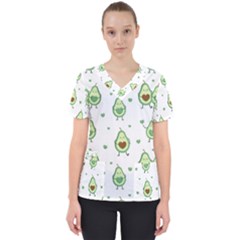 Cute Seamless Pattern With Avocado Lovers Women s V-neck Scrub Top by Ket1n9
