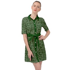 2855 - Green Organic Chemistry Pattern With Formulas Belted Shirt Dress by CoolDesigns