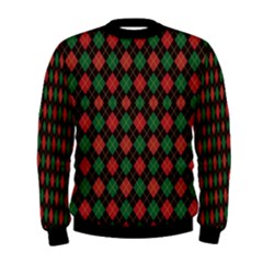 Christmas Print Black &  Red Argyle Mens Sweatshirt by CoolDesigns