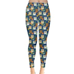 Blue Autumn Owls Leggings  by CoolDesigns