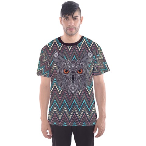 Owls Hidden Woods Colorful Zigzag Design Men s Sports Mesh Tee by CoolDesigns
