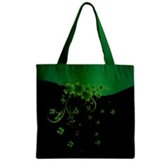Shamrock Style Green & Black Zipper Grocery Tote Bag by CoolDesigns
