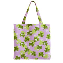 Shamrock Plum St Patrick s Day Zipper Grocery Tote Bag by CoolDesigns