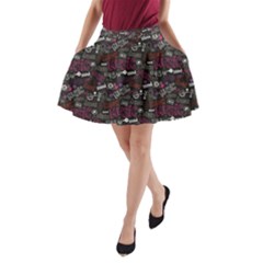 Dance Pattern Black Music A-line Pocket Skirt by CoolDesigns