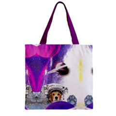 Violet Golden Retriever Dog Space Zipper Grocery Tote Bag by CoolDesigns