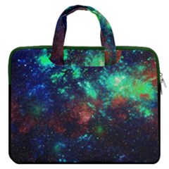 Aquamarine Dark Space Dark Blue Night Sky Galaxy Carrying Handbag Laptop 16  Double Pocket Laptop Bag  by CoolDesigns