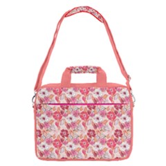 Pink Flower Floral Art 16  Shoulder Laptop Bag by CoolDesigns