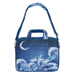 Dark Blue Whale Waves Print 16  Shoulder Laptop Bag  by CoolDesigns