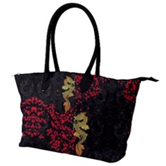 Vintage Dragon Black Chinese Luck Pattern Canvas Shoulder Bag by CoolDesigns