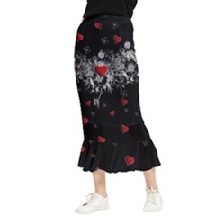 Goth Black Hearts Print Maxi Fishtail Chiffon Skirt by CoolDesigns