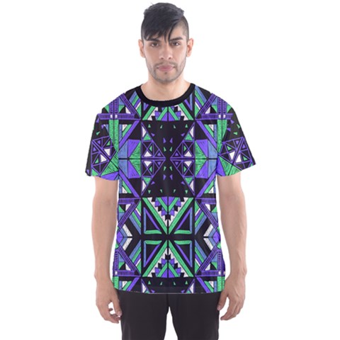 Ethnic Style Violet Green Triangle Men s Sports Mesh Tee by CoolDesigns