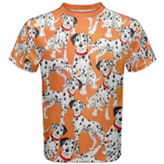 Seamless Dalmatian Dogs Orange Men s Cotton Tee by CoolDesigns