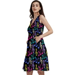 Colorful Music Notes Treble Clef Sleeveless V-neck Skater Dress by CoolDesigns