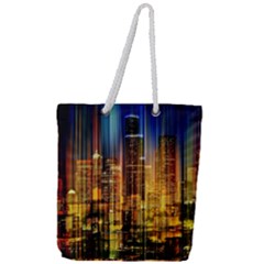 Skyline Light Rays Gloss Upgrade Full Print Rope Handle Tote (large) by Cemarart