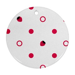 Strawberry Circles Pink Ceramic Ornament (round) by strawberrymilk