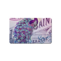 French Scripts  Purple Peacock Floral Paris Decor Magnet (name Card) by chicelegantboutique