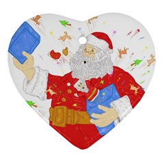 Santa Surprise Heart Ornament (two Sides) by Contest1736674