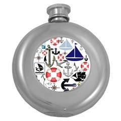Nautical Collage Hip Flask (round) by StuffOrSomething