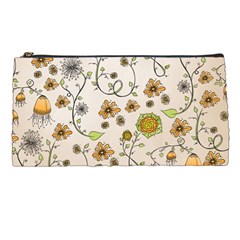 Yellow Whimsical Flowers  Pencil Case by Zandiepants