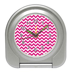 Hot Pink And White Zigzag Desk Alarm Clock by Zandiepants
