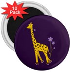 Purple Roller Skating Cute Cartoon Giraffe 3  Button Magnet (10 pack) Front