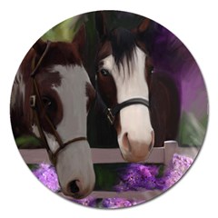 Two Horses Magnet 5  (round) by JulianneOsoske