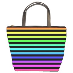 Rainbow Stripes Bucket Handbag by ArtistRoseanneJones