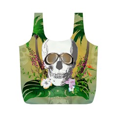 Funny Skull With Sunglasses And Palm Full Print Recycle Bags (m)  by FantasyWorld7