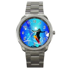 Snowboarding Sport Metal Watches by FantasyWorld7
