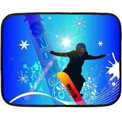 Snowboarding Double Sided Fleece Blanket (mini)  by FantasyWorld7