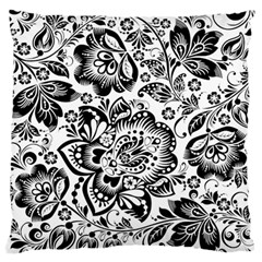 Black Floral Damasks Pattern Baroque Style Standard Flano Cushion Cases (one Side)  by Dushan