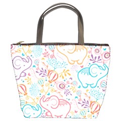 Cute Pastel Tones Elephant Pattern Bucket Bags by Dushan