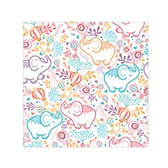 Cute Pastel Tones Elephant Pattern Small Satin Scarf (square)  by Dushan