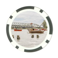 Boats At Santa Lucia River In Montevideo Uruguay Poker Chip Card Guards (10 Pack)  by dflcprints
