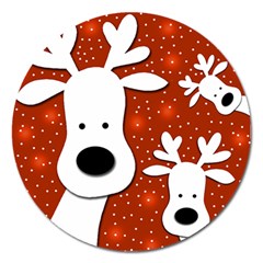 Christmas Reindeer - Red 2 Magnet 5  (round) by Valentinaart