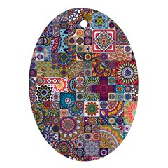 Ornamental Mosaic Background Ornament (oval)  by TastefulDesigns