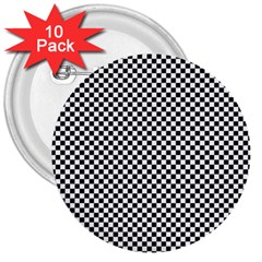 Sports Racing Chess Squares Black White 3  Buttons (10 Pack)  by EDDArt